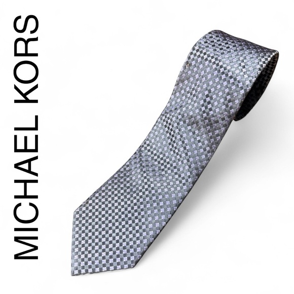 Michael Kors Silk Geometric Light Metallic Purple Men's Tie - Picture 1 of 5
